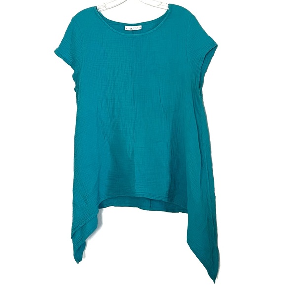 bryn Walker Tops - Bryn Walker Turquoise Gauze Asymmetrical Tunic Top‎ - Small